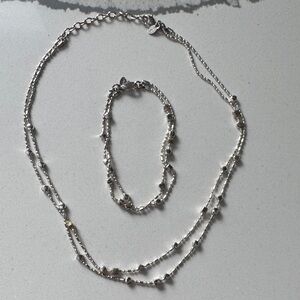 Monet Silver Necklace and Bracelet Set